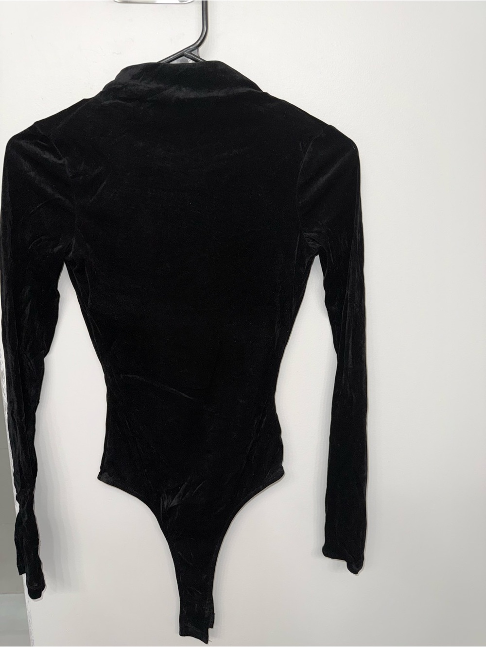 Zara Black Velvet Long-Sleeve Bodysuit